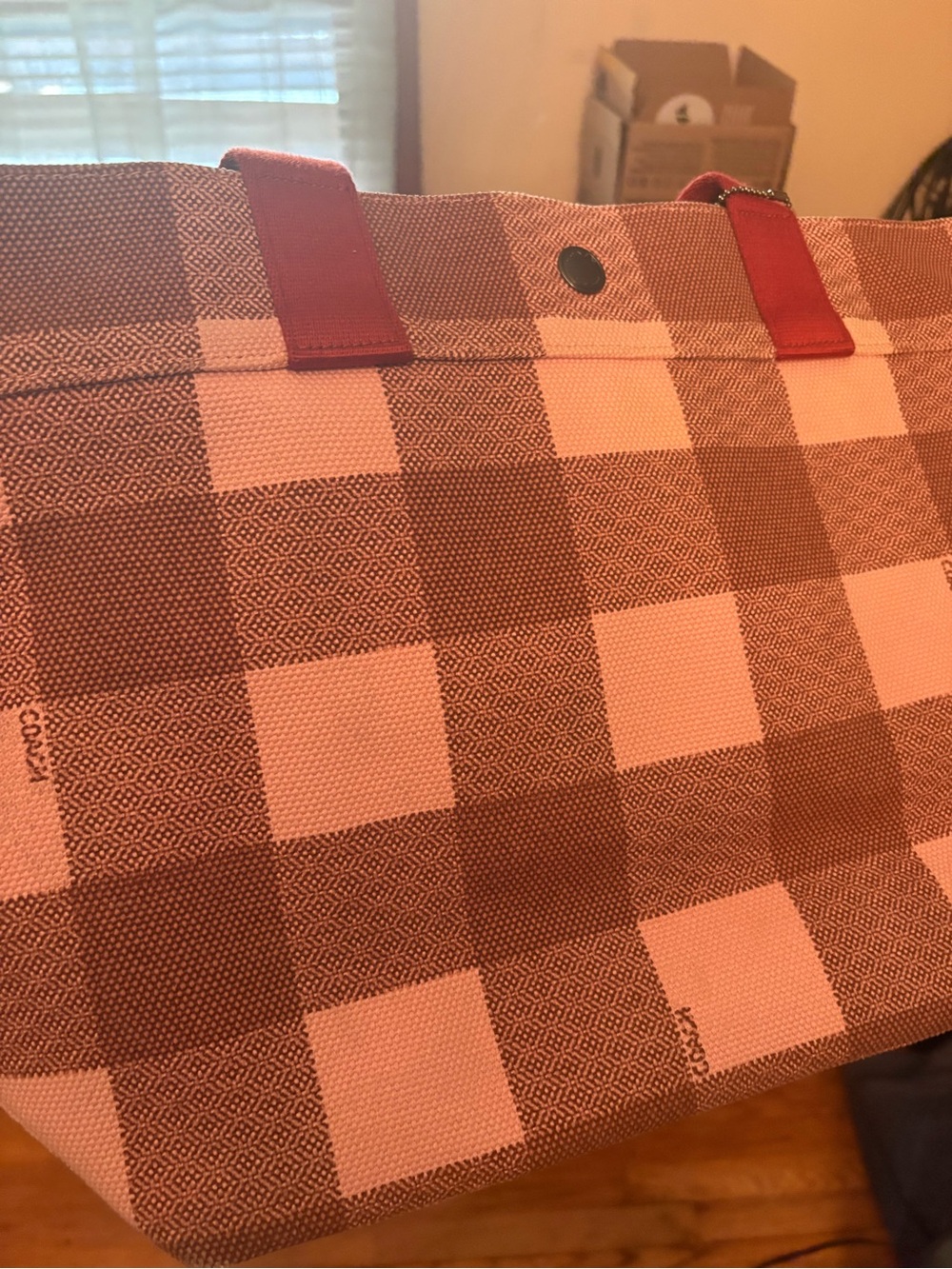 Coach tote bag red and pink plaid - Picture 8 of 9